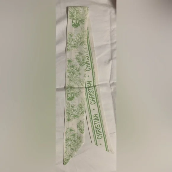 Hair Scarf or Bag Scarf in a beautiful floral green design double sided! - Picture 2 of 3